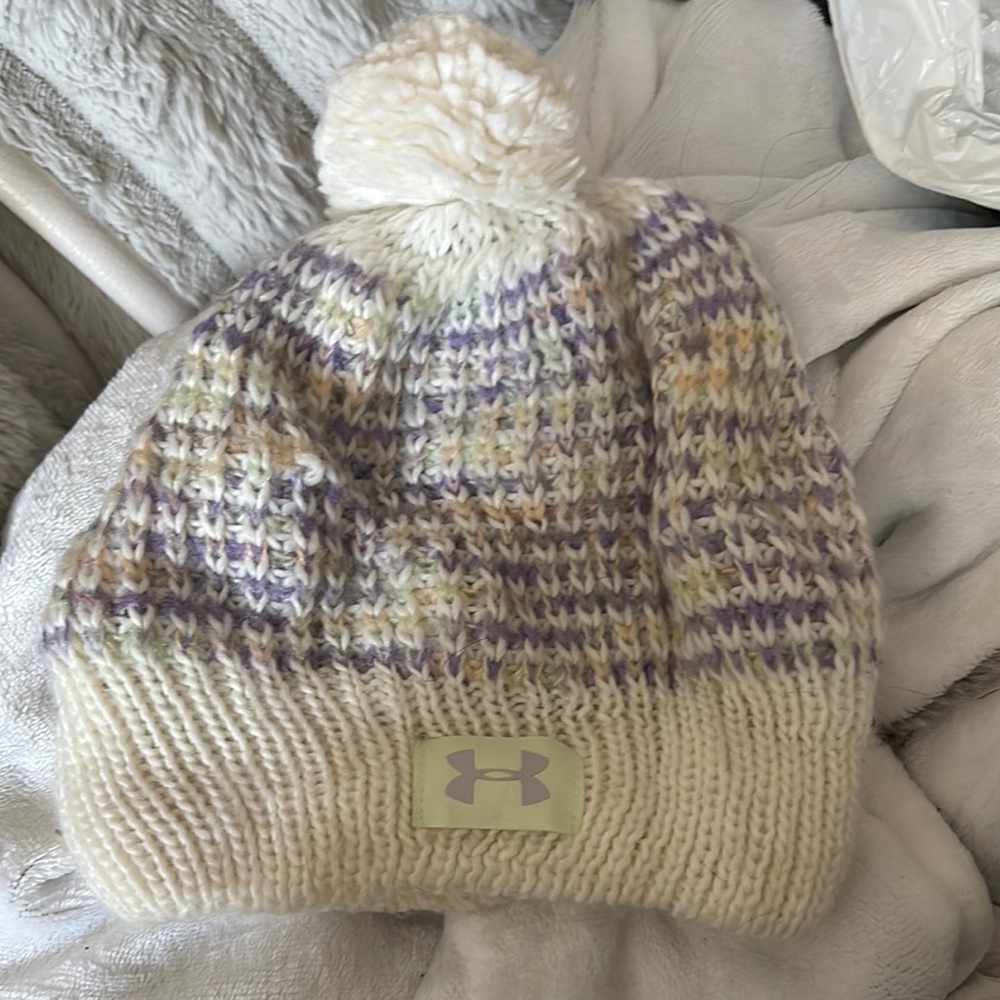 Under Armour Cream and Multicolor Knit Beanie